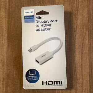 NEW! Philips Audio/Video Mini DisplayPort HDMI Adapter Full HD 1080 4K Ultra HD